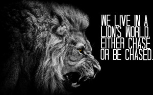 We live in a lion's world. Either chase or be chased.